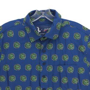 LETTUCE Section 119 Short Sleeve Shirt Button Up Blue Green Size SMALL